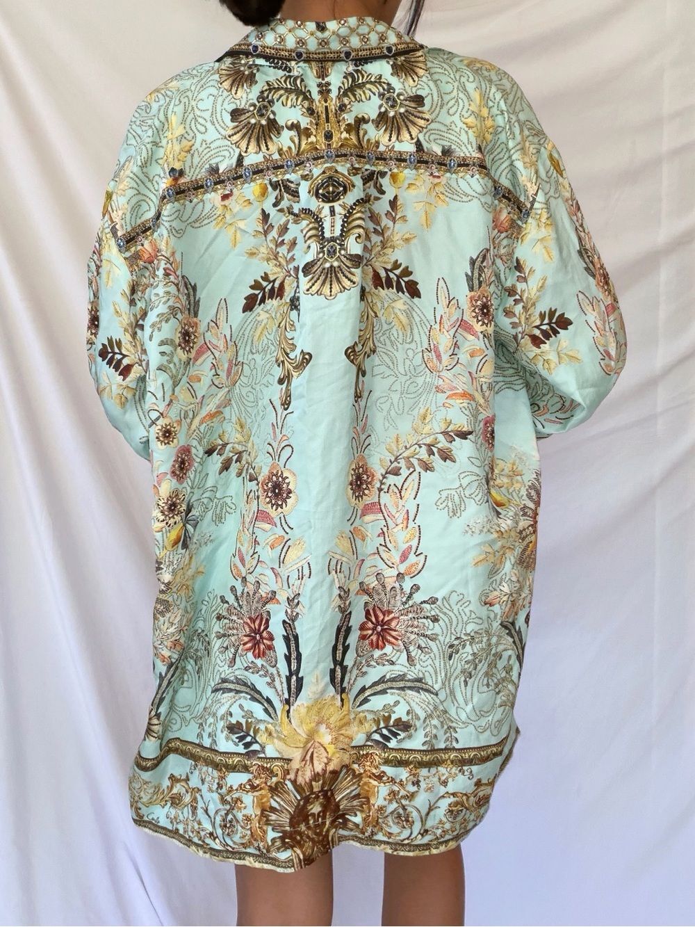 NWT Camilla Silk Single Pocket Shirt Adieu Yesterday Blue Baroque S - Picture 4 of 14